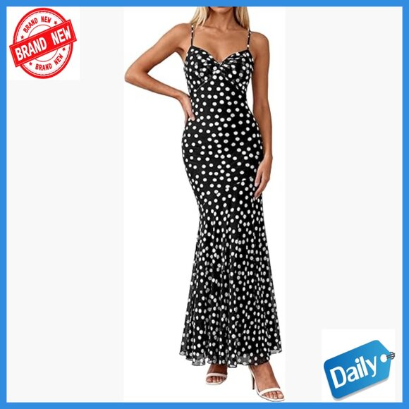 Dresses & Skirts - Maxi Dress with Spaghetti Straps Twist Knot Front Mermaid Hem Summer Casual